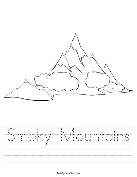 Mountain coloring pages are a cool way to discover the snowy slopes of mountains from all over the world. Smoky Mountains Worksheet - Twisty Noodle