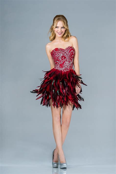 Sexy Birthday Short Prom Dress Formal Feather Red Carpet Mardi Gras Homecoming Masquerade
