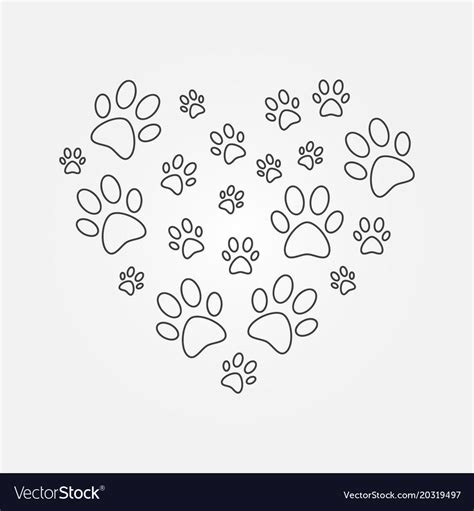 Heart Dog Paw Print Outline