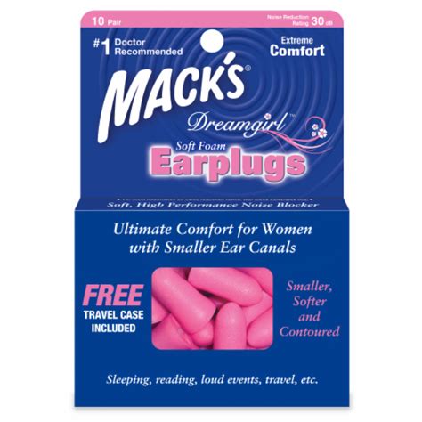 mack s dreamgirl soft foam earplugs and travel case pink 20 ct fred meyer
