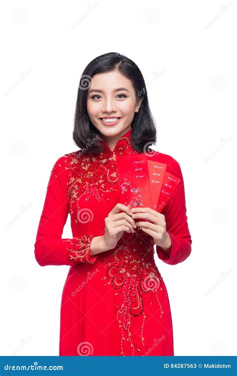 Portrait Of A Beautiful Asian Woman On Traditional Festival Cost Stock