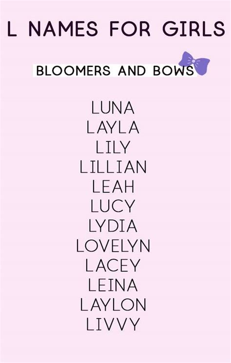 Girl Names That Start With L Bloomers And Bows