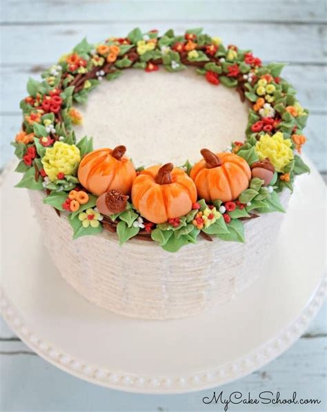 Fall Wreath Cake Tutorial Fall Cakes Decorating Fall Cakes Thanksgiving Cakes