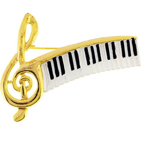 Golden Musical Note And Piano Pin Brooch Musical Jewelry Brooch