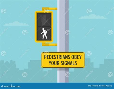 Pedestrian Safety Rules Close Up Pedestrian Traffic Signal
