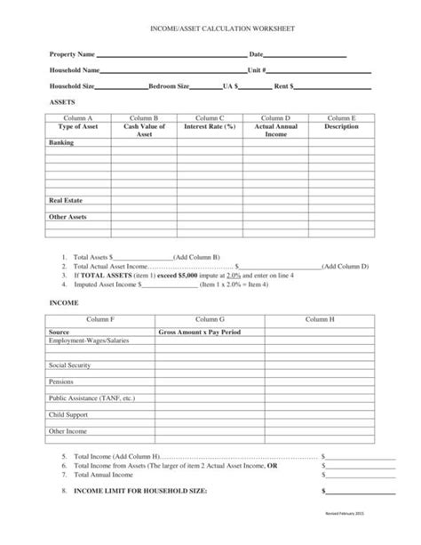 Schedule C Income Calculation Worksheet
