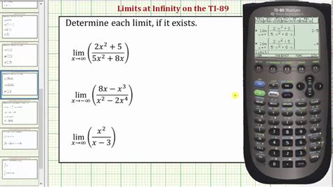The program as well gives step by step solution, not just an answer. Determine Limits at Infinity on the TI-89 - YouTube