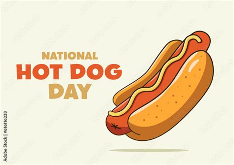 National Hot Dog Day Lettering With Hot Dog Poster Concept Vector