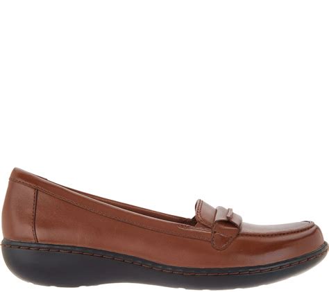Clarks Collection Leather Slip On Loafers Ashland Lily Qvc Com