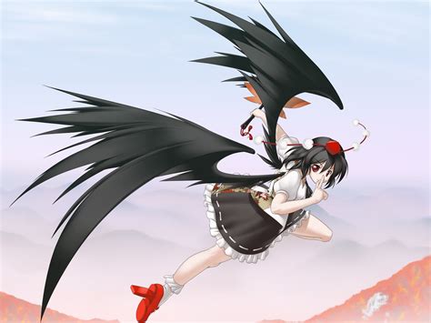 3840x2160 Resolution Black Haired Anime Girl With Raven Wings Hd