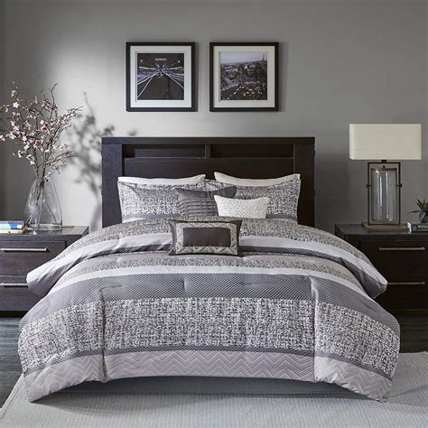 Madison Park Rhapsody Queen Size Bed Comforter Set Bed In A Bag Grey