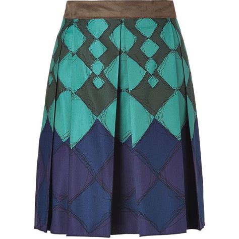 Anna Sui Seafoam Multi Cotton Silk Harlequin Skirt 255 Liked On