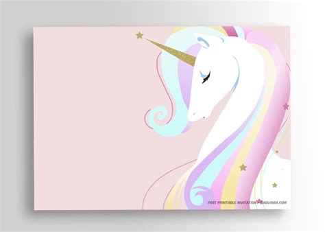 Free Printable Golden Unicorn Birthday Invitation Template Printable
