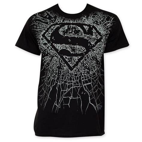 Superman Mens Black Shattered Logo Tee Shirt