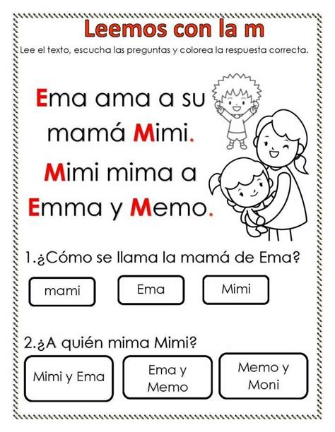 Lecturas Letra M Colegio Petit Ficha Interactiva Topworksheets