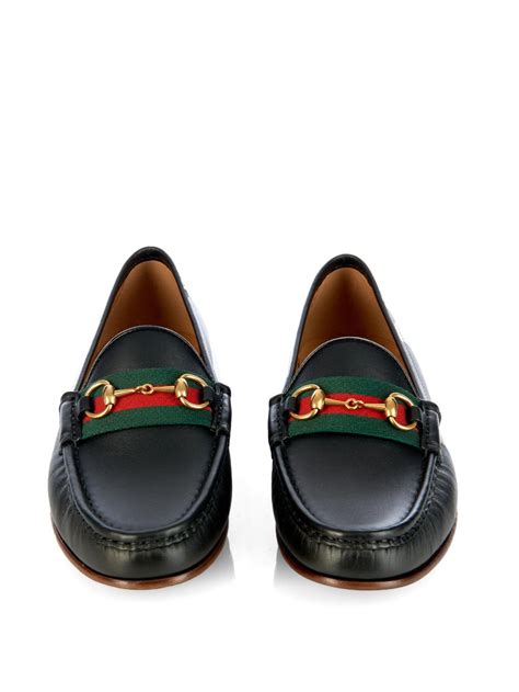 Lyst Gucci Horsebit And Web Leather Loafers In Black