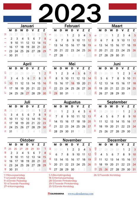Kalender 2023 Met Weeknummers Nederland Artofit