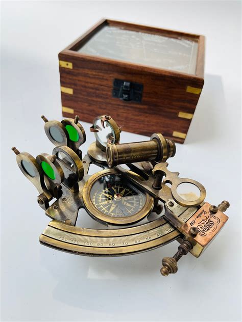 nautical hand made brass sextant with inbuilt compass in etsy uk