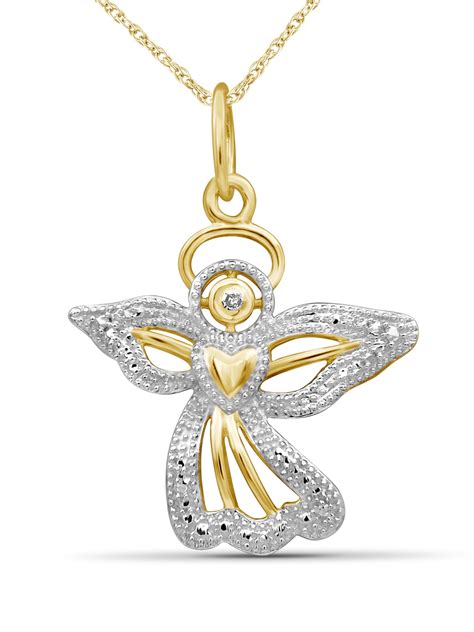 Jewelersclub White Diamond Accent 14k Gold Over Silver Angel Pendant