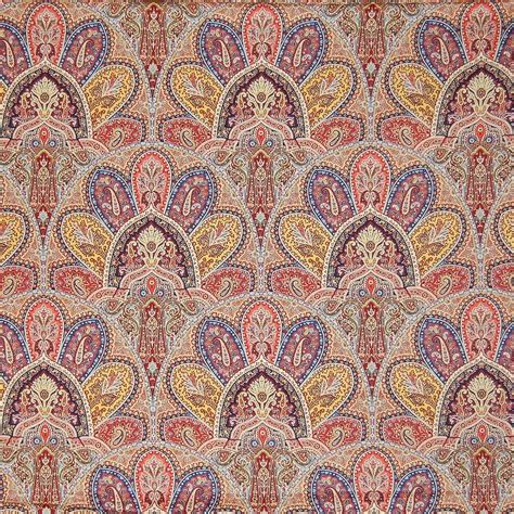 Gem Red and Orange Paisley Print Upholstery Fabric