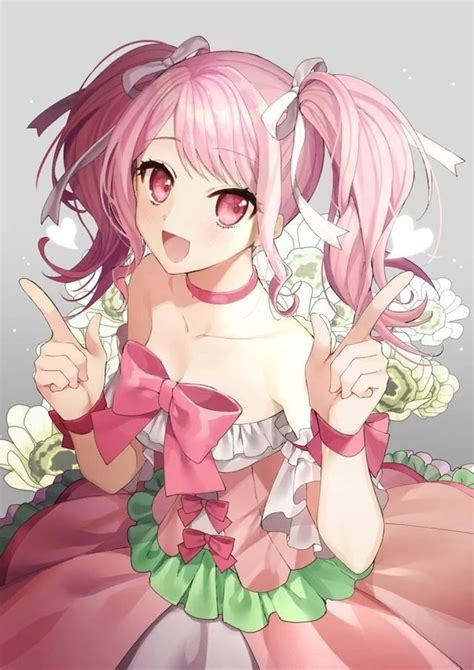 Pink Haired Anime Girl With Pigtails