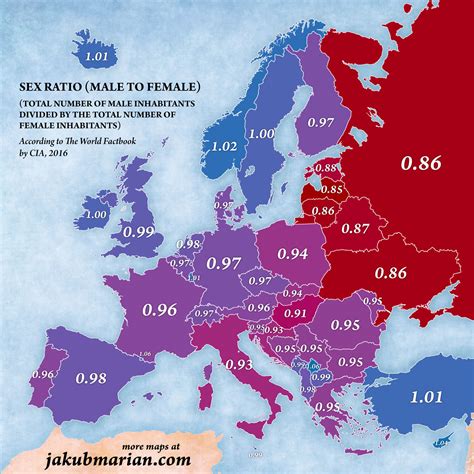 Male To Female Sex Ratio By Country In Europe