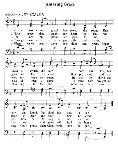 Amazing Grace Hymn Sheet Music Amazing Grace Lyrics Amazing Grace