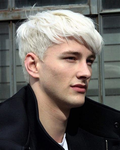 Bright White Blonde Platinum Blonde Hair Men Men Hair Color