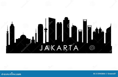 Jakarta Skyline Silhouette Stock Vector Illustration Of Black