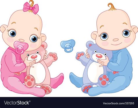 Cute Twins With Toys Vector Image On Vectorstock Cute Twins Cute
