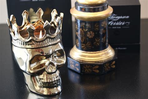 Gold Skull Decor Skull Candle Gold Candle Luxury Candle Elegant
