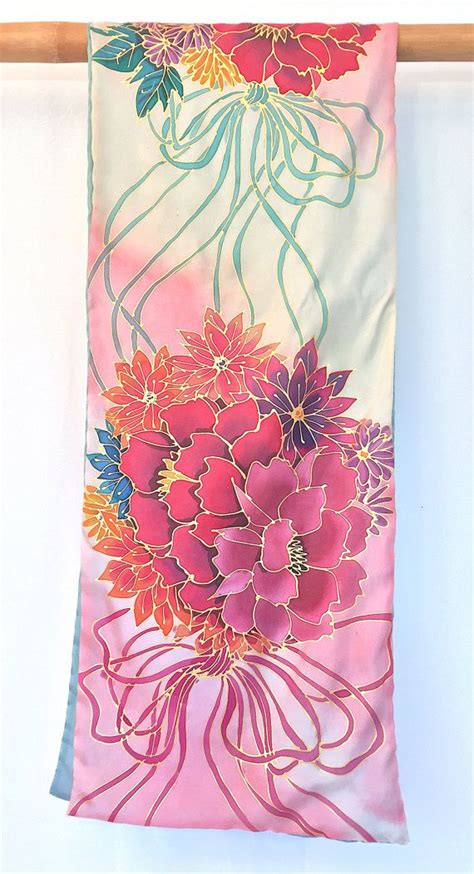 Hand Painted Silk Scarf Japan Art Japan Scarf Kimono Scarf Etsy