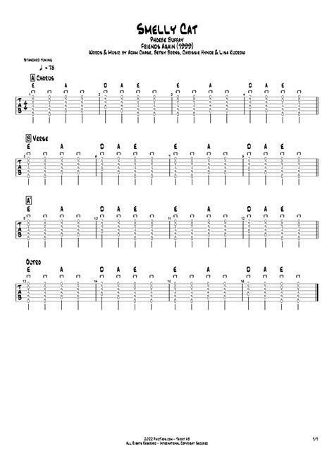 Friends Smelly Cat Tab & Chords - phoebe buffay | PaidTabs