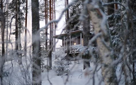 Download Wallpaper 3840x2400 Forest House Trees Snow Winter Nature