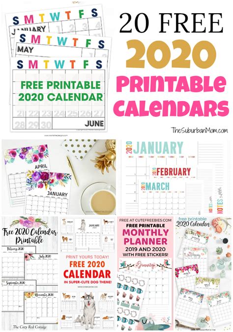 20 Free Printable 2020 Calendars The Suburban Mom
