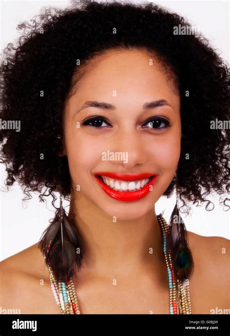 Attractive Light Skinned Black Woman Smiling Portrait Stock Photo Alamy