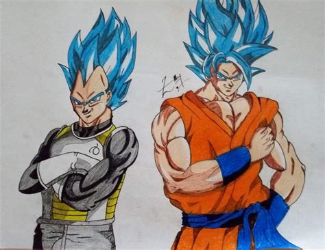 The series with the most characters is dragon ball super ( 138 characters. Drawing Goku and Vegeta - Super Saiyan Blue Duo | Dragon ...