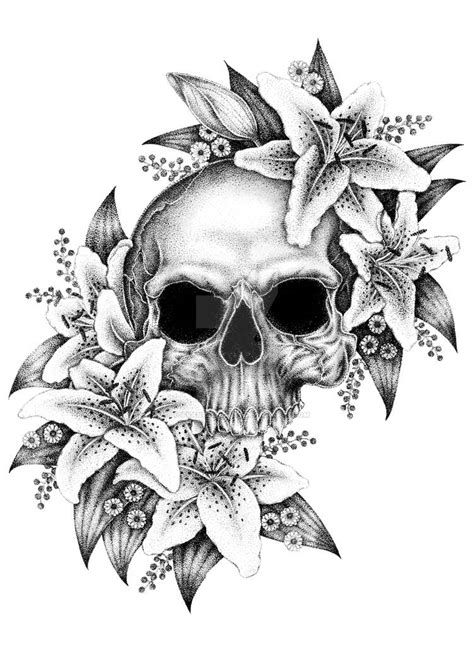 Skull And Lilies By Itsfranfranstuff On Deviantart
