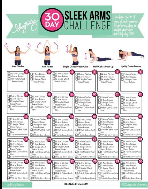 28 Day Pilates Challenge Chart