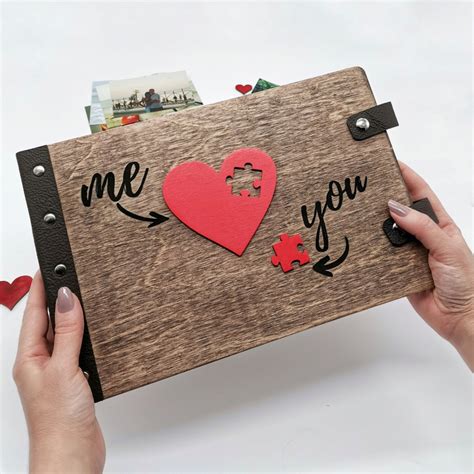 Wooden Photo Album Personalized Engraved Wood And Leather Etsy