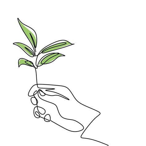 Download Hand Holding Plant S Pot Continuous One Line Drawing Of Back