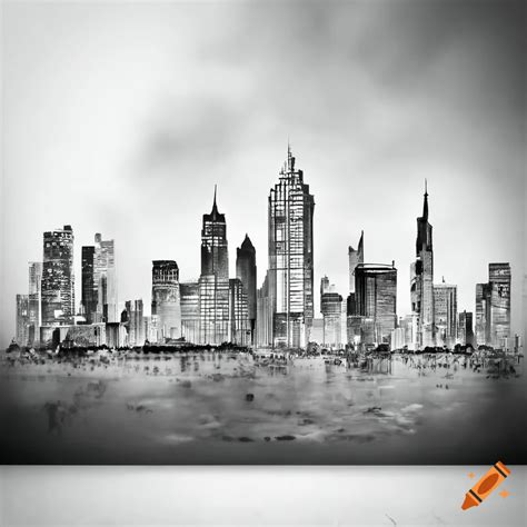 Black And White Mural Of City Skyline On Craiyon