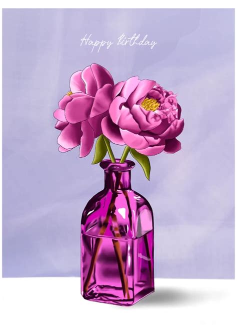 Happy Birthday Pink Vase By Elza Fouche Artist Cardly