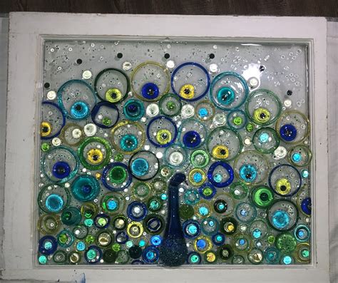 Glass on glass peacock | Broken glass crafts, Glass art, Stained glass crafts
