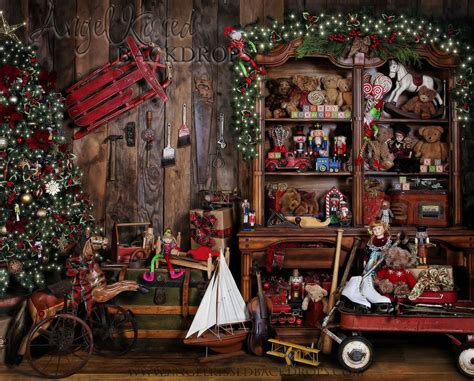 A Christmas Scene With Teddy Bears And Toys