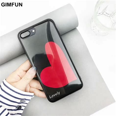 Gimfun Korea Love Red Heart Phone Case Simple Shiny Case For Iphone X 8