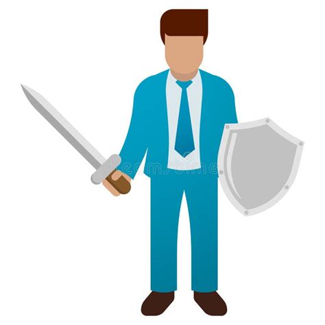 Businessman Shield Sword Stock Illustrations 300 Businessman Shield