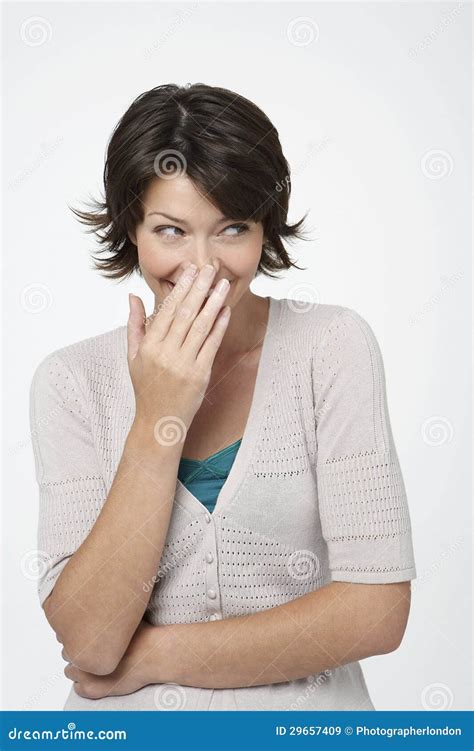 Shy Woman Smiling Stock Image Image Of Beautiful Glancing 29657409