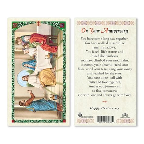 Anniversary Laminated Prayer Card Discount Catholic Products