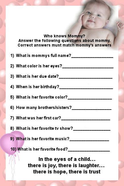 Free printable baby trivia game answer sheet free the answers to some of those and i have a baby. Funny Baby Shower Questions For Mom And Dad | Funny Baby Funny